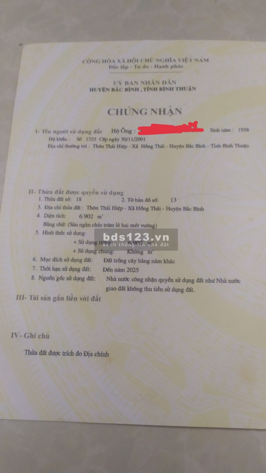 Bán Lô Đất Hồng Thái Sát Đường Liên Huyện diện tích 6902m2 giá đầu tư, lh 0379702700