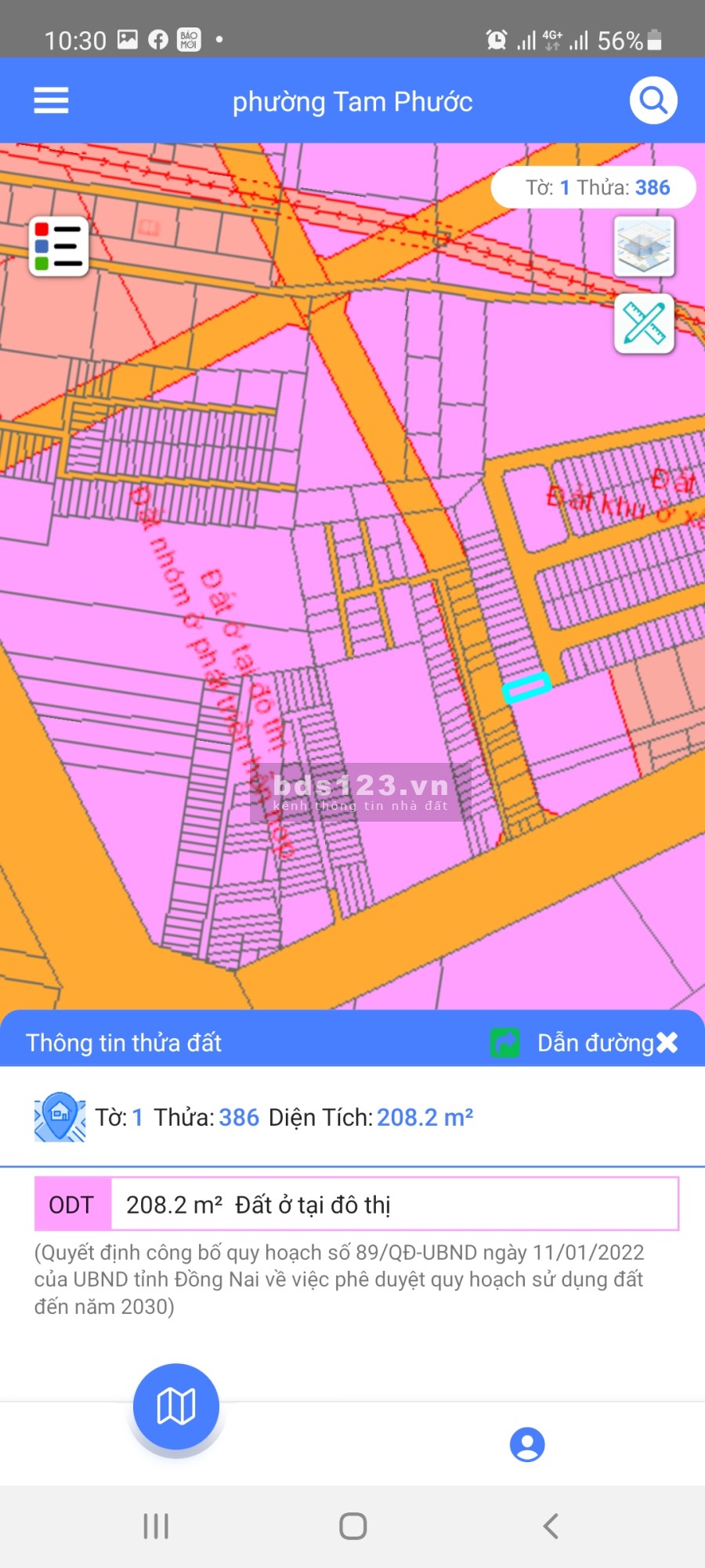 Bán đất đẹp full thổ cư 208m2 Tam Phước, Biên Hòa, Đồng Nai, giá rẻ đầu tư