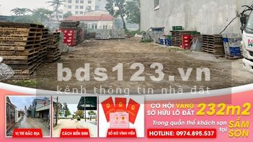 Bán lô đất dt 232m2 mt 8m, đường ô tô chạy cách mặt biển 50m, giá chỉ 68 triệu/m2, sổ sẵn