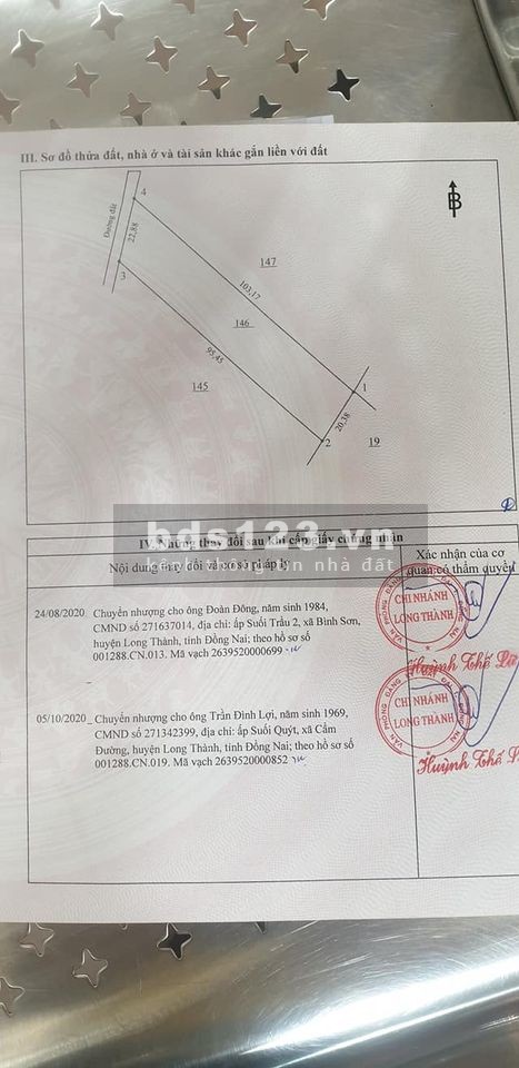 Bán đất Xã Bình Sơn, Long Thành, Đồng Nai liên hệ 0913671797, pháp lý rõ ràng