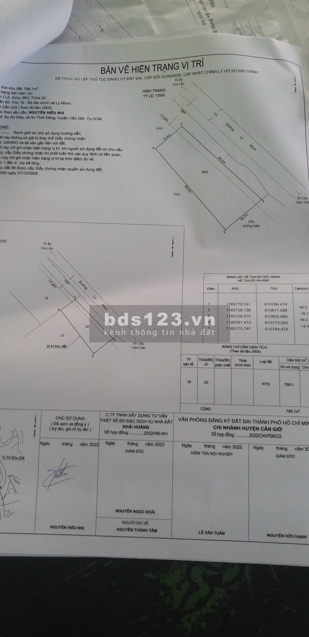 Cần bán 768m2 mặt tiền Lý Nhơn, Cần Giờ giá đầu tư 4.69 tỷ, khu dân cư đông đúc, giá tốt