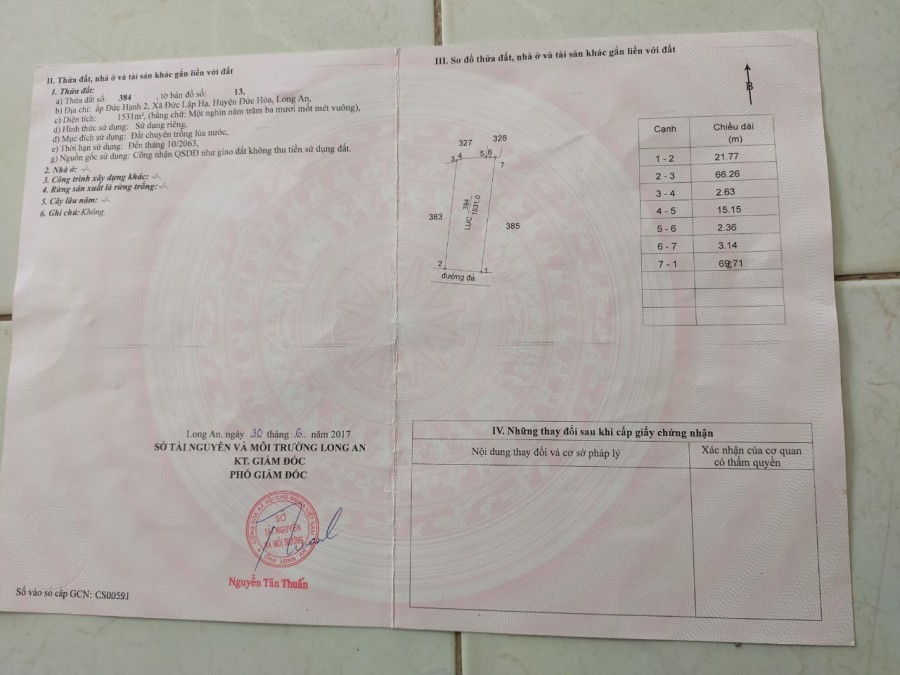 Cần ra đi gấp miếng đất nền ở Đức Hòa Long An diện tích 1531m2 giá cực mềm