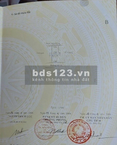 Chính chủ bán ô đất diện tích sử dụng 67,5m2, đất phân lô - Trạm Trôi, Hoài Đức.