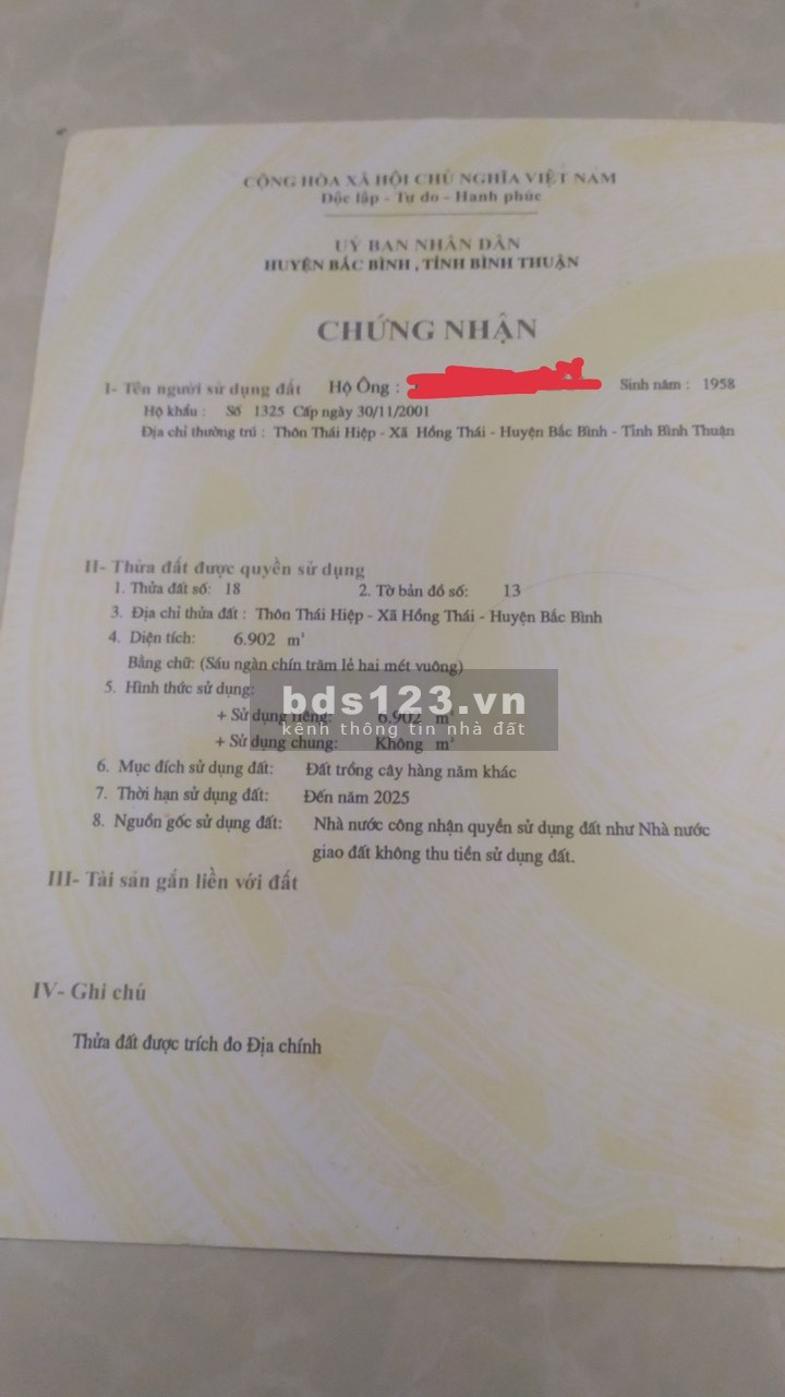 Bán đất nền ( sào, mẫu ) Bắc Bình Bình Thuận liên hệ xem đất 0777927761, giá tốt