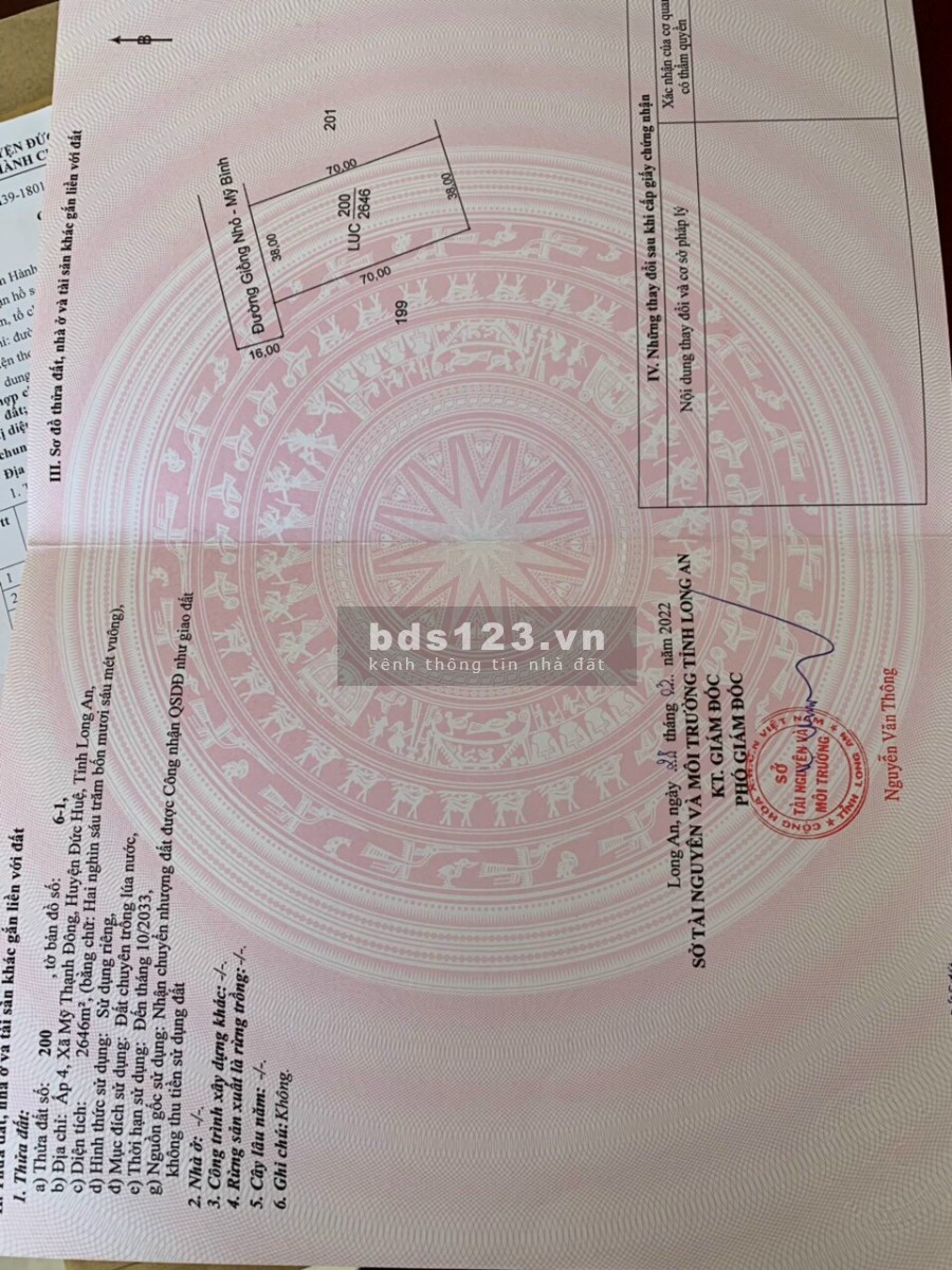 Đất mặt tiền đường Giòng nhỏ, Mỹ Thạnh Đông, Đức Huệ, Long An liên hệ 0359320626
