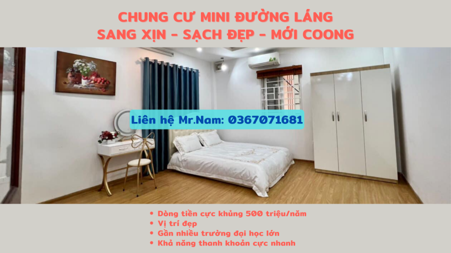 Thanh khoản nhanh Chung cư Mini Đẹp Sang Xịn giá 8,2 tỷ Dòng tiền 500tr/năm Dường Láng - Đống
