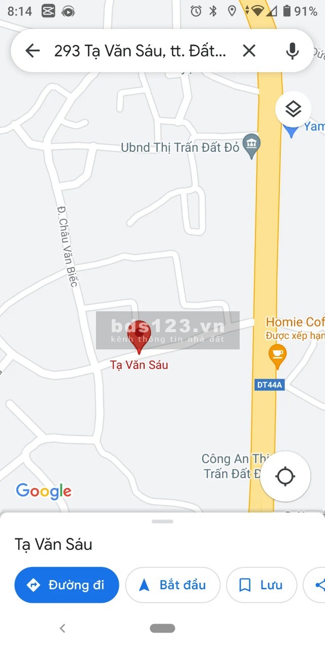 Bán đất mặt tiền đường Tạ Văn Sáu trung tâm Đất Đỏ - BRVT giá bán 4,2 tỷ có sẵn 100m2 thổ cư