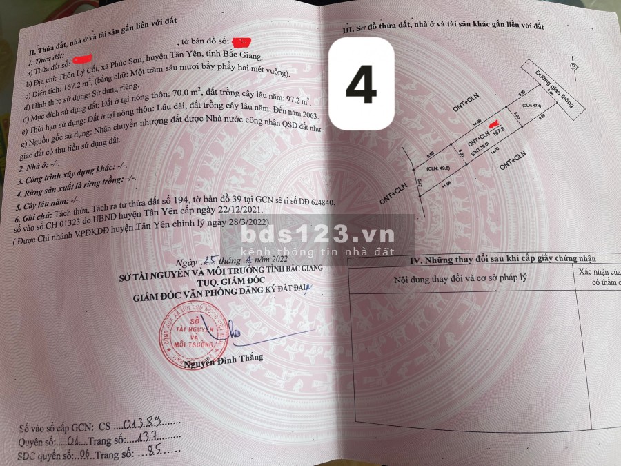5 lô đất đã sẵn sổ sát khu công nghiệp Tiền Sơn Phúc Sơn Tân Yên diện tích 140m2 - 165m2