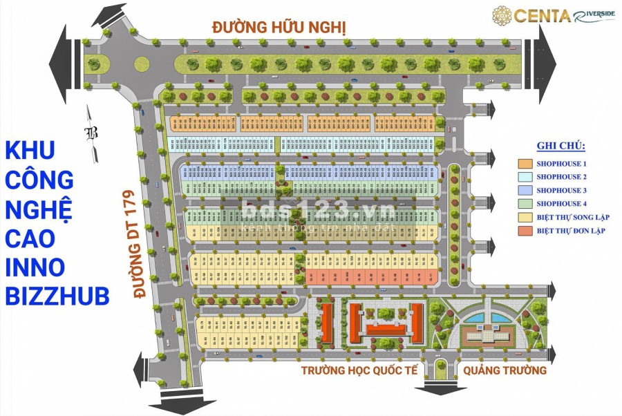 Bán biệt thự, Shophouse Centa Riverside 180m2, 120m2, Từ Sơn, Bắc Ninh, Giá 6,8 tỷ, Sổ đỏ vĩnh viễn