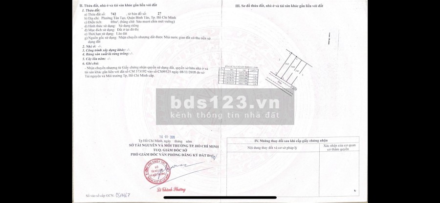 Cần bán đất thổ cư ngang 4 dài 17.5 tại hẻm 70 Võ Văn Vân, p Tân Tạo, Quận Bình Tân