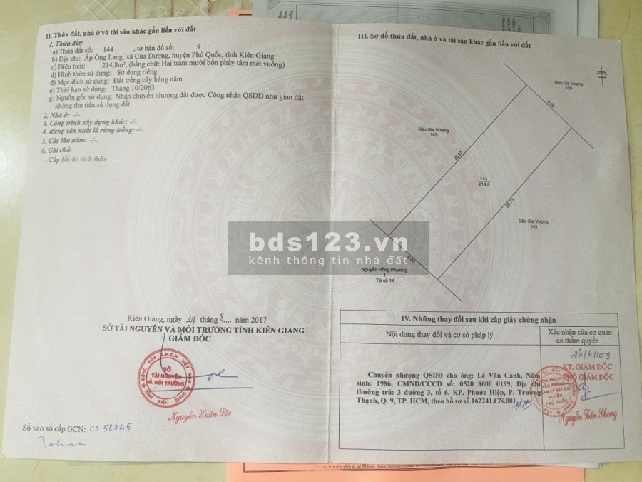 Bán 214m2 Ba Trại, Gần Biển Ông Lang, Phú Quốc đã có sổ giá bán chỉ 450 TỶ
