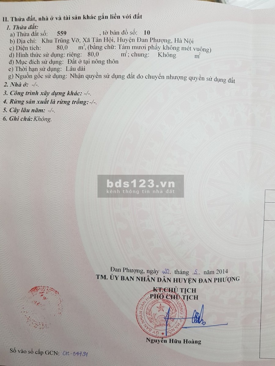 Chính chủ bán ô đất 80m2 khu phân lô Trũng Vỡ, Tân Hội, đường lớn xe vào tận nơi, giá tốt