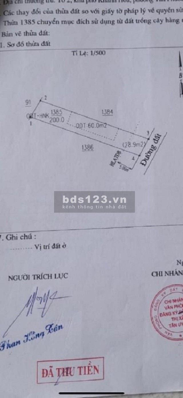Đất sổ riêng có thổ cư gần trường, chợ Tân Phước Khánh, Tân Uyên