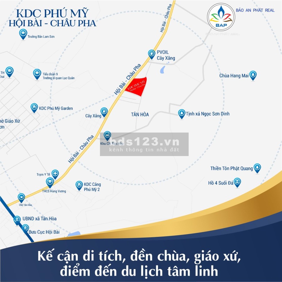 Bán đất nền khu dân cư Phú Mỹ toạ lạc tại mặt tiền đường Hội Bài - Châu Pha