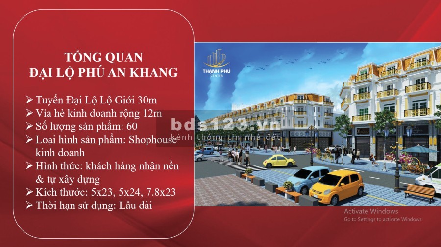 Đại lộ thương mại Phú An Khang tại thị trấn Thạnh Phú liên hệ 0388732431, giá tốt đầu tư
