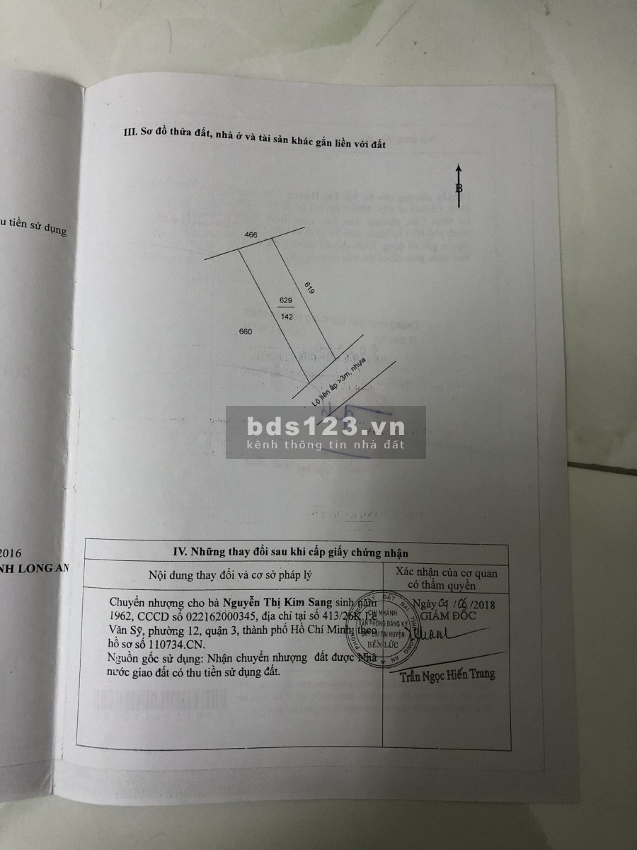 Đất thổ cư mặt tiền đường trường học Mỹ Yên Bến Lức, giá bán 2.85 tỷ, lh 0938921889