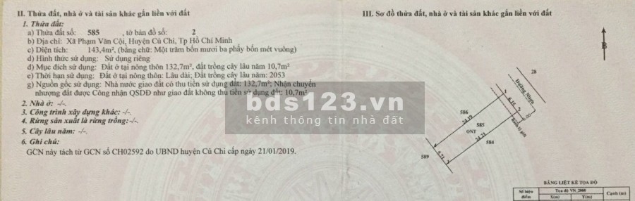 Bán đất chính chủ huyện Củ Chi, liên hệ 0899466079, diện tích sử dụng 143m2, sổ sẵn