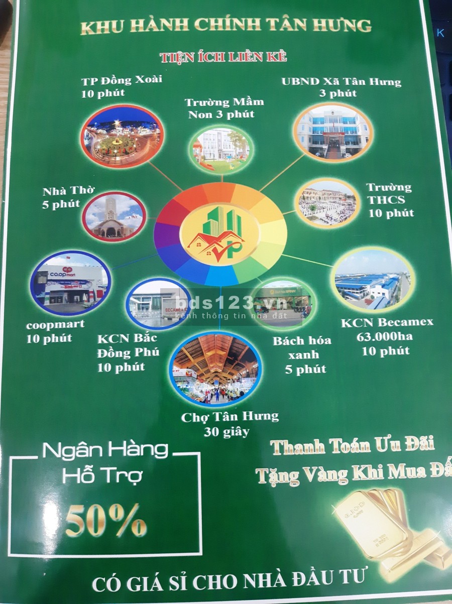 Bán đất nền khu hành chính Tân Hưng, giá tốt đầu tư sinh lời, hỗ trợ vay lãi suất thấp