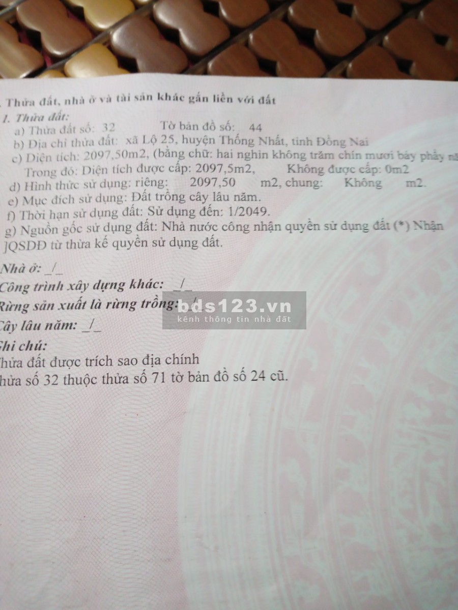 Cần bán đất xã Lộ 25 vị trí đẹp 2 mặt tiền giá tốt, khu dân cư hiện hữu, đầu tư sinh lời