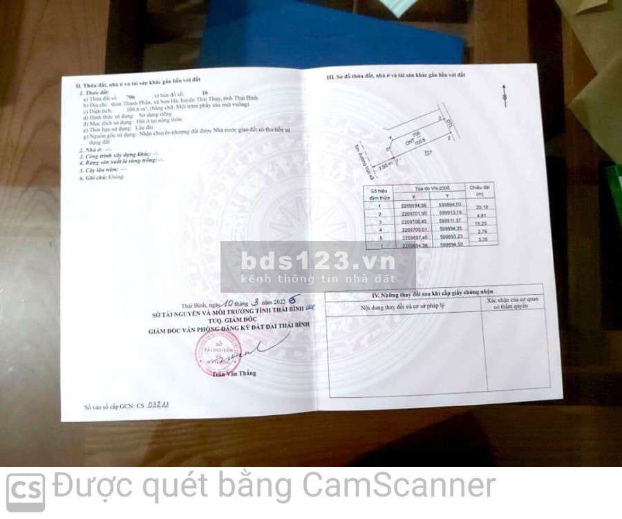 Bán lô đất tại huyện Thái Thụ, tỉnh Thái Bình, sổ sẵn chính chủ, bàn giao công chứng ngay