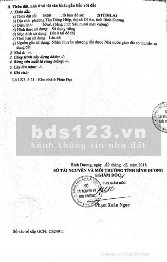 Bán gấp đất chính chủ diện tích sử dụng 60m2 Bình Dương giá thương lương nhanh