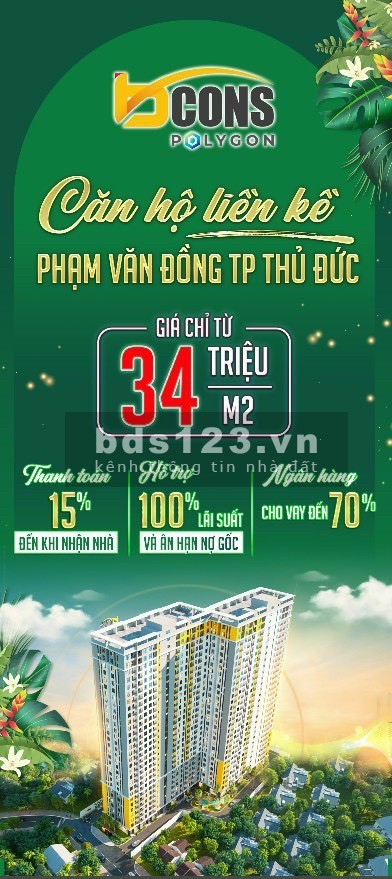 Bcons Polygon chỉ 300 triệu sở hữu ngay căn hộ 2pn, 2 wc cách Thủ Đức 1 Bước Chân