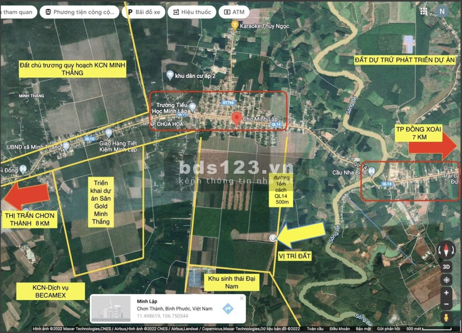 500tr/225m2 đất dân, chủ ngộp bán gấp ở Chơn Thành, sổ riêng có sẵn, công chứng ngay
