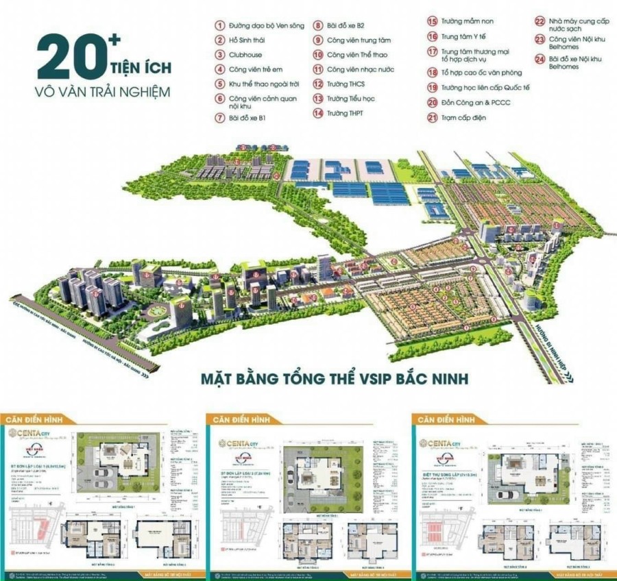 Bán Shophouse, biệt thự, liền kề dự án Centa Riverside Từ Sơn 2022 100m2, 120m2, 180m2, giá 7tỷ