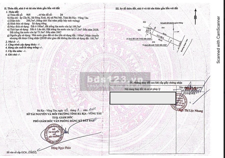 Bán đất Sông Xoài, Cách vòng xoay Hắc Dịch chỉ 2,5km hỗ trợ vay ngân hàng, lh 0901372508