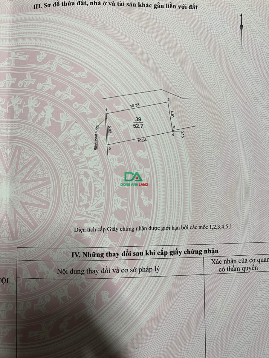Bán đất Uy Nỗ Đông Anh diện tích sử dụng 52.7m2 lô góc sát ĐG Hậu Oai giá tốt đầu tư