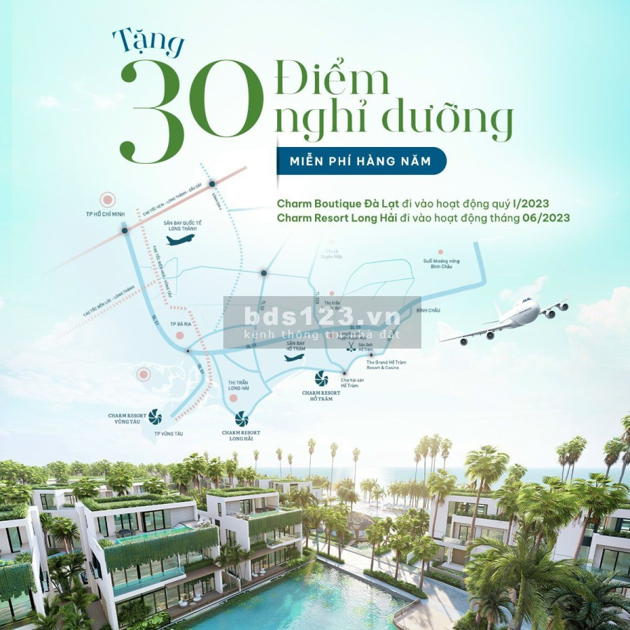 Mở bán Charm Hồ Tràm Condotel giá từ 2.7 tỷ, Villa từ 18 tỷ, shophouse từ 13 tỷ, chiết khấu 12%