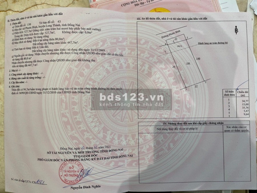 Bán đất diện tích 32m mặt đường nhưạ Phước Bình, mặt tiền rộng 15m pháp lý sẵn