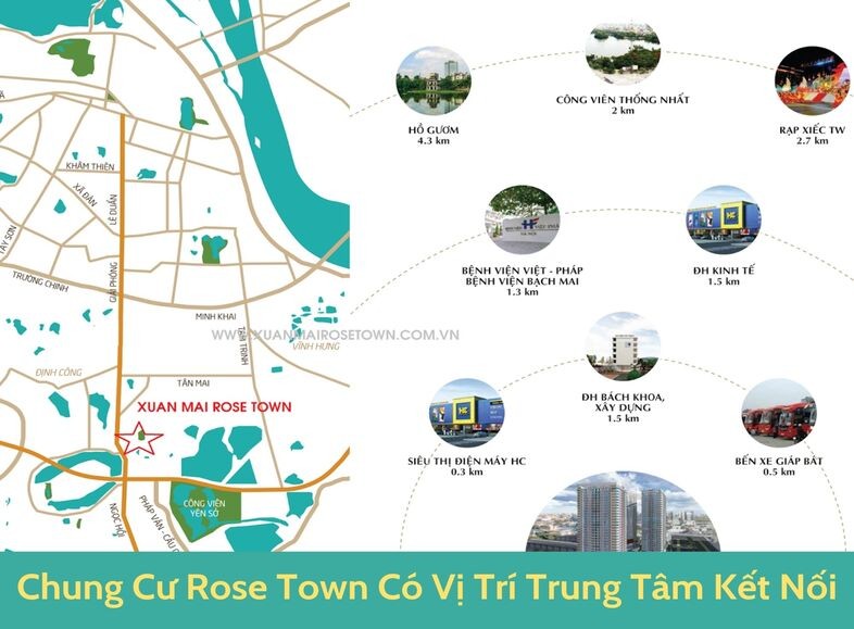 Chung cư Rose Town có vị trí trung tâm kết nối