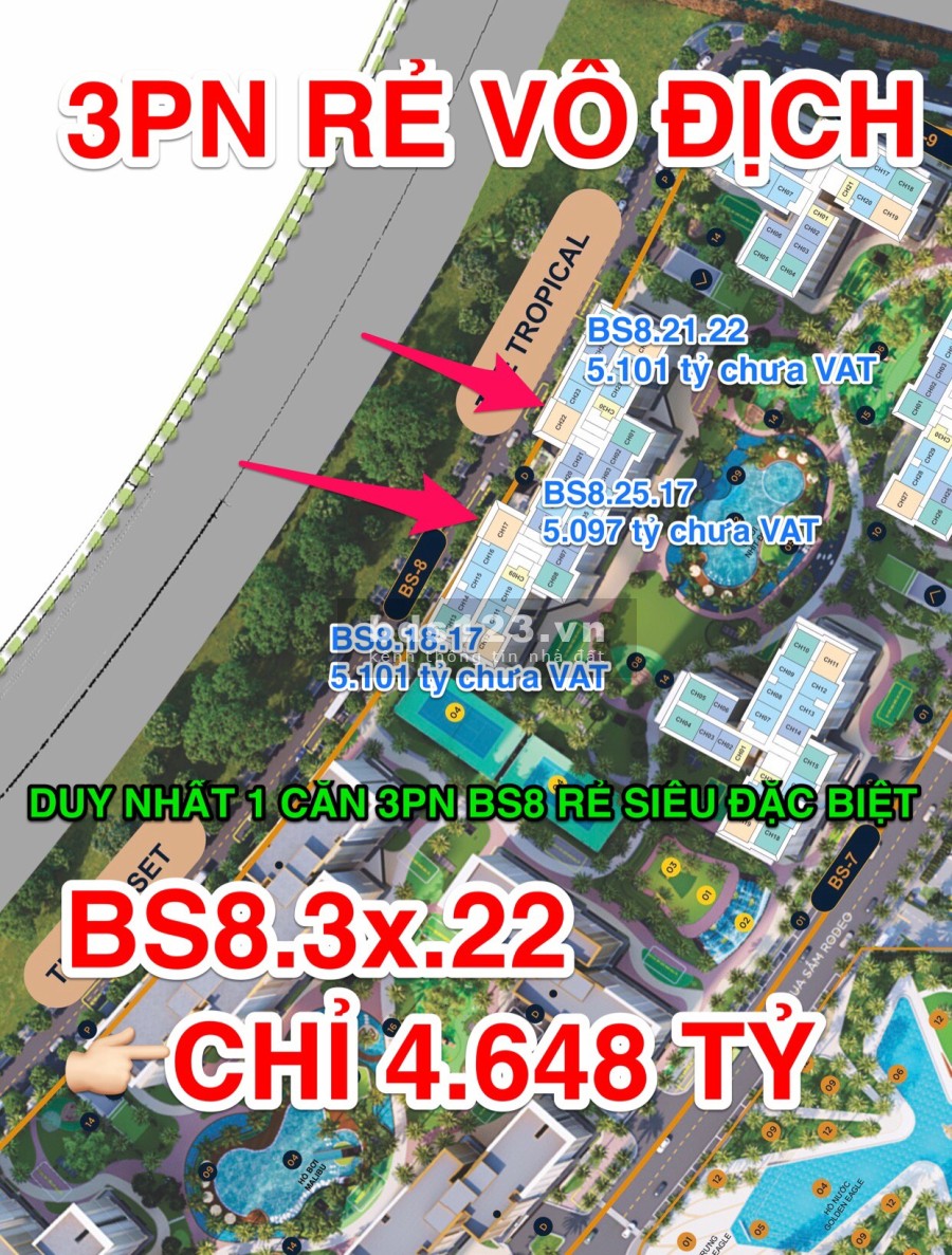 Chỉ 763tr sở hữu ngay căn hộ 3 phòng ngủ, diện tích 82m2 The…