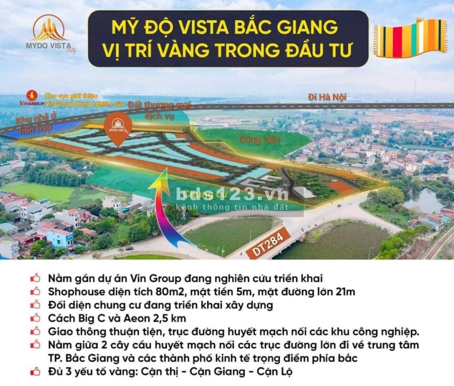 Dự án Mỹ Độ Vista City đầu tư là thắng, trung tâm thành phố, sinh lời cao, pháp lý đủ