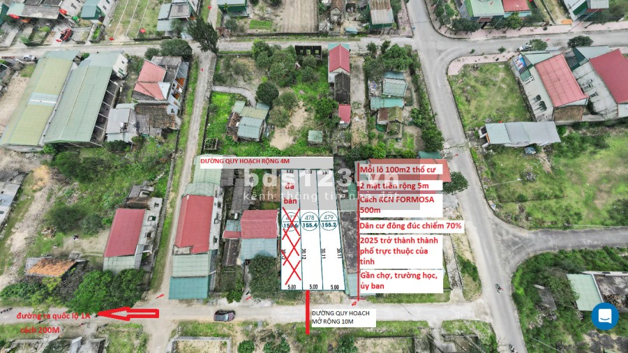 Bán 2 lô 2 mặt tiền Phường Kỳ Phương sẵn sổ, pháp lý minh bạch rõ ràng khu dân cư đông