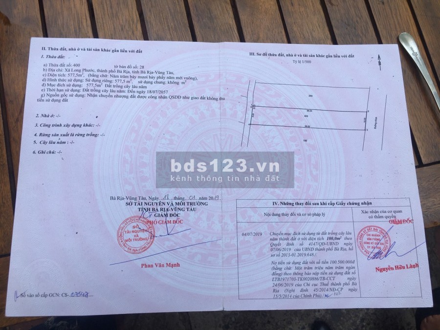 Bán đất Long Phước diện tích 10x55m có 100m thổ cư, giá thương lượng, khu dân cư