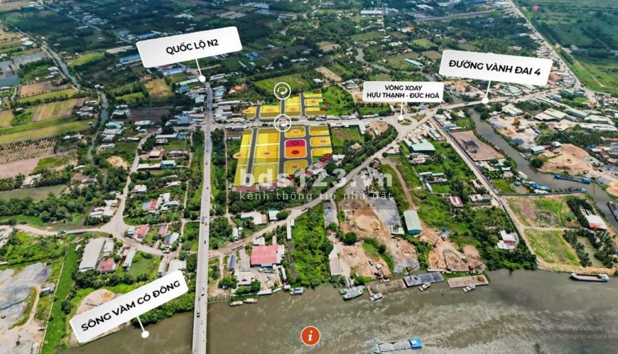 Bán đất nền SHR, Lưng tựa Sông Vàm Cỏ Đông sở hữu 2 mặt tiền lớn ĐT 830 và Quốc Lộ N2