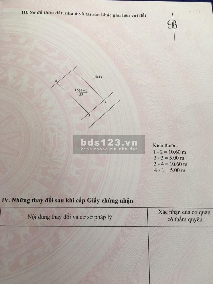Cần bán gấp lô diện tích 53m2 đất TDP An Đào C, hàng xóm của Vin. Giá 60 triệu/m2