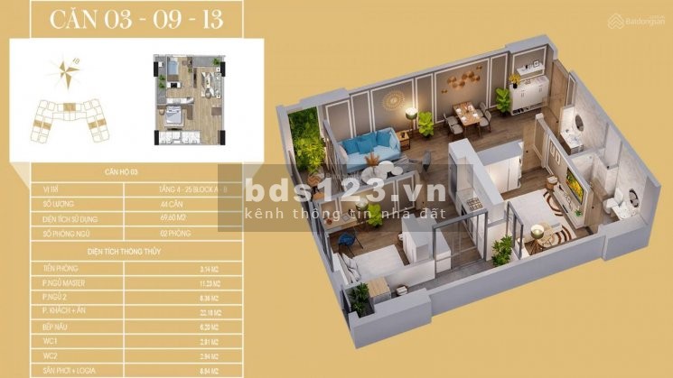Quỹ căn 2PN ngoại giao Tecco Diamond, Chiết khấu 5%, trả góp 0%/12 tháng, LH 0979223983
