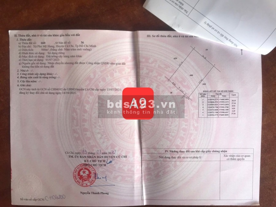 Đất Củ Chi siêu đẹp, có sổ hồng ngân hàng hỗ trợ vay, giá tốt, pháp lý chính chủ