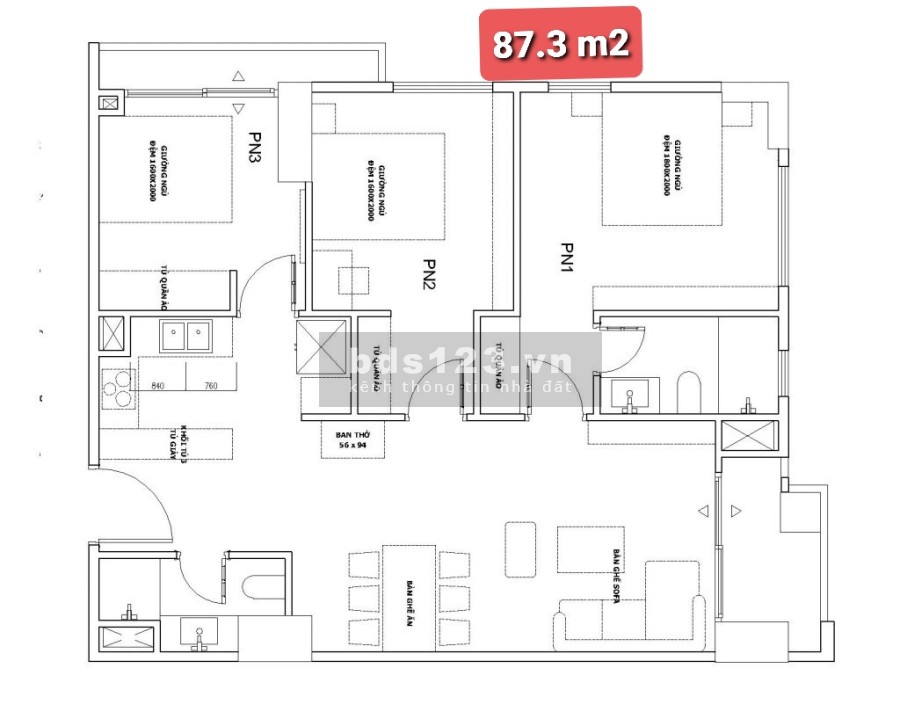 Sở hữu căn góc 3.8 tỷ, 3PN 87.3m2 hoàng gia HC Golden City trang bị full Nội thất liền tường, ở ngay