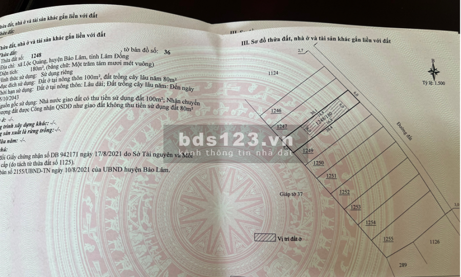 Bán nhanh lô đất thổ cư ngay chợ Lộc Quảng, Bảo Lâm sổ sẵn, sang tên ngay, liên hệ 0909370517