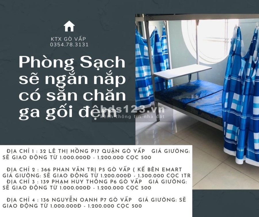 Phòng Trọ ở ghép ký túc xá Gò Vấp cho sinh viên và người đi làm liên hệ 0354783131