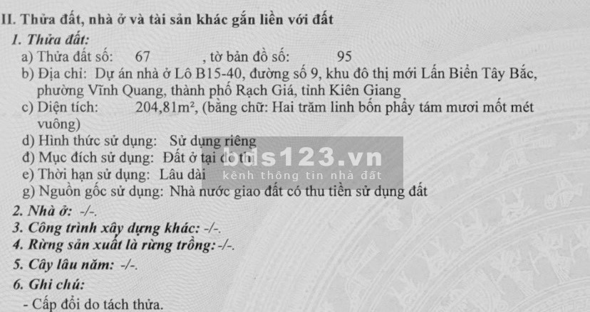 Bán nền biệt thự B15-40, khu đô thị mới Tây Bắc, thành phố Rạch Giá, tỉnh Kiên Giang
