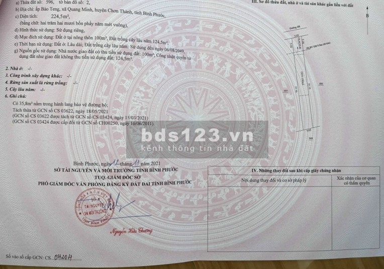 Bán đất chính chủ sổ hồng sẵn ở Quảng Minh Chơn Thành Bình Phước