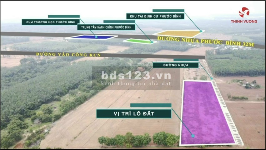 Bán lô đất nền 1025m2 tại Phước Bình Long Thành Đồng Nai, mặt tiền đường nhựa