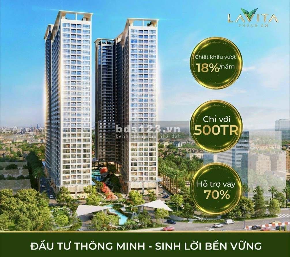 Sở hữu ngay CH Lavita Thuận An của TĐ Hưng Thịnh, chỉ 500tr, CK chỉ 23%, ân hạn lãi gốc 2 năm