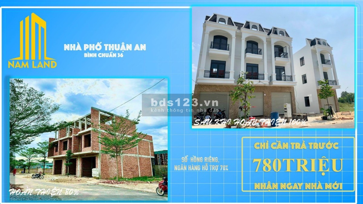 Bán nhà Thuận An 1 trệt 2 lầu diện tích sử dụng 60m2 thanh toán 850tr nhận nhà