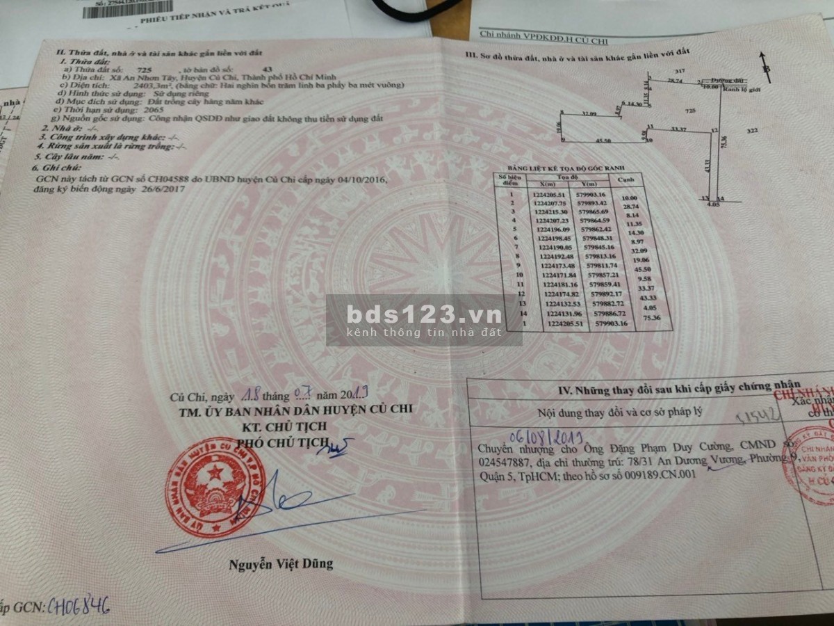 Cần bán đất ở Củ Chi xã An Nhơn Tây diện tích 14.000m2, pháp lý chính chủ